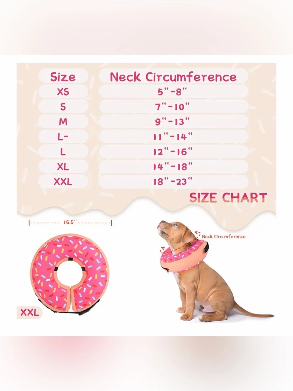 Pink Donut Inflatable Dog Recovery Collar - Pet Comfort E-Collar